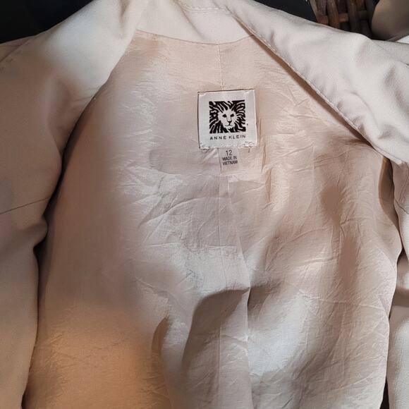 ANNE KLEIN Cream Blazer Jacket Sz 12 Career Minimalist Quietlux Neutral Workwear - Picture 9 of 11
